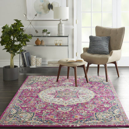 2’ X 3’ Pink And Ivory Medallion Scatter Rug