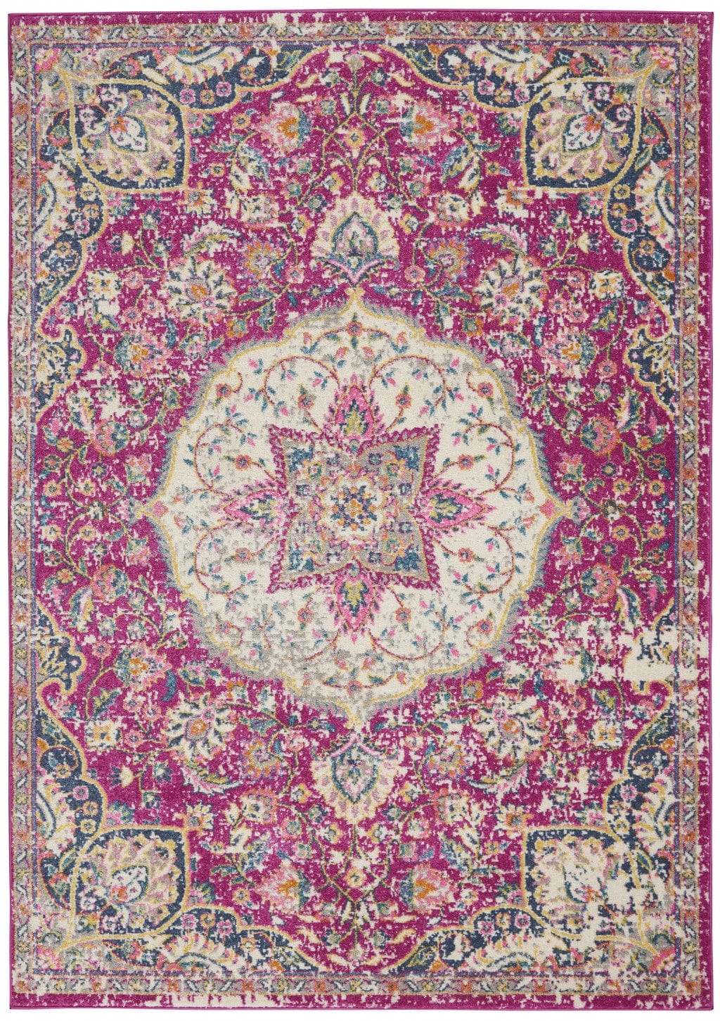 2’ X 3’ Pink And Ivory Medallion Scatter Rug