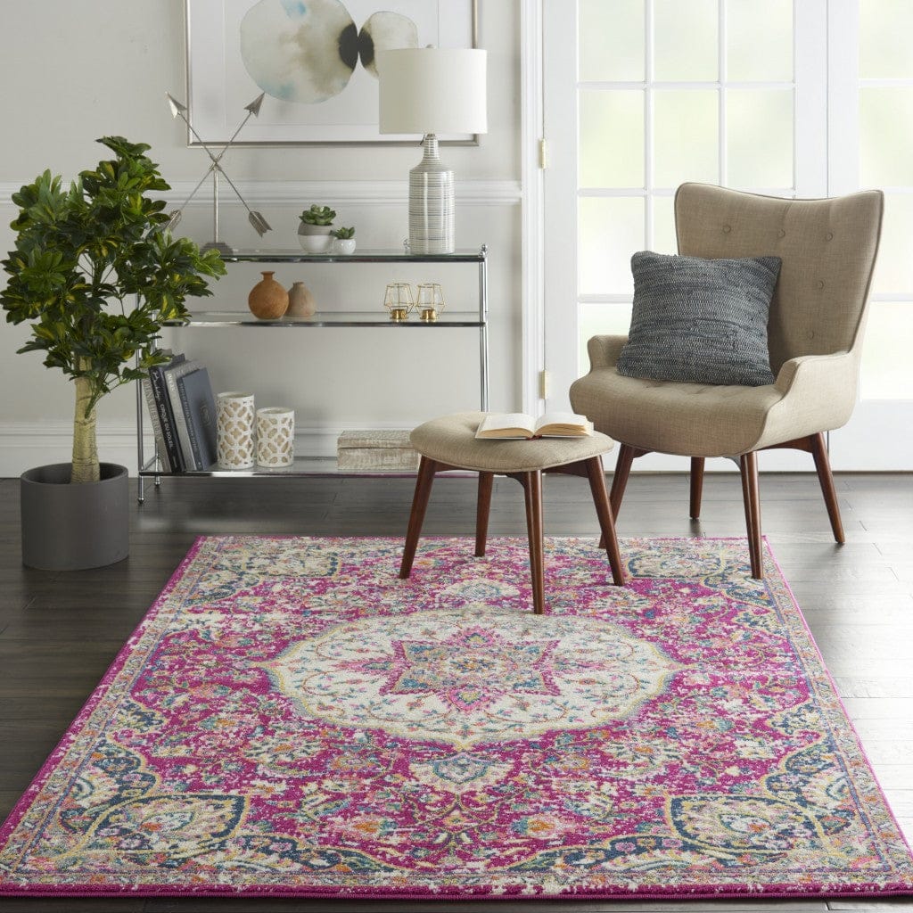 2’ X 3’ Pink And Ivory Medallion Scatter Rug