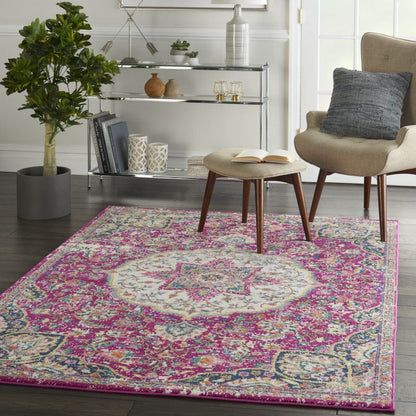 2’ X 3’ Pink And Ivory Medallion Scatter Rug