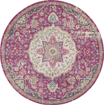 2’ X 3’ Pink And Ivory Medallion Scatter Rug