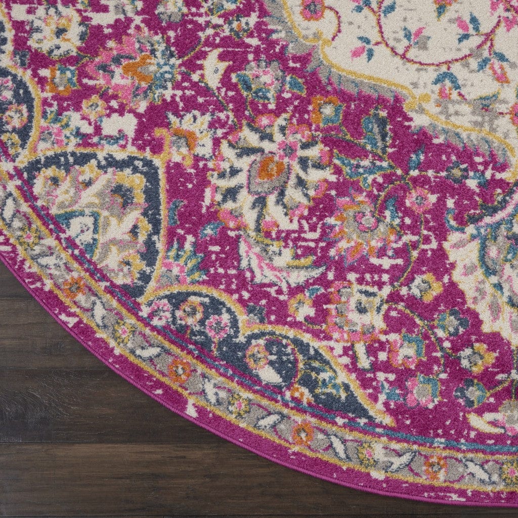 2’ X 3’ Pink And Ivory Medallion Scatter Rug