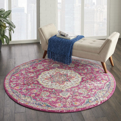 2’ X 3’ Pink And Ivory Medallion Scatter Rug