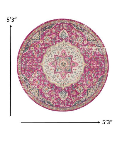 2’ X 3’ Pink And Ivory Medallion Scatter Rug