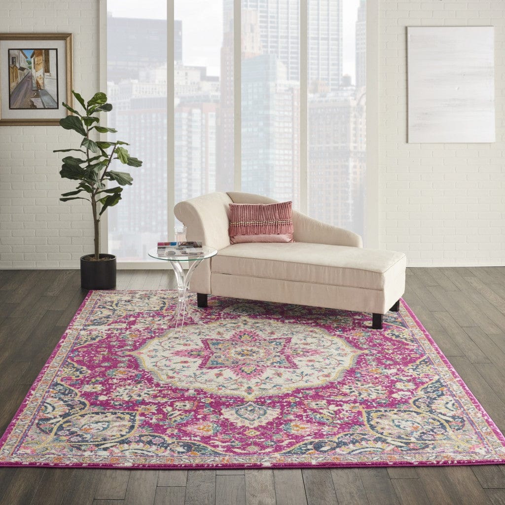 2’ X 3’ Pink And Ivory Medallion Scatter Rug