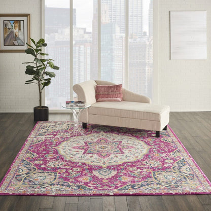2’ X 3’ Pink And Ivory Medallion Scatter Rug