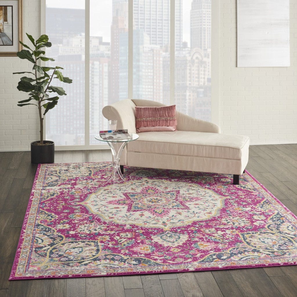 2’ X 3’ Pink And Ivory Medallion Scatter Rug