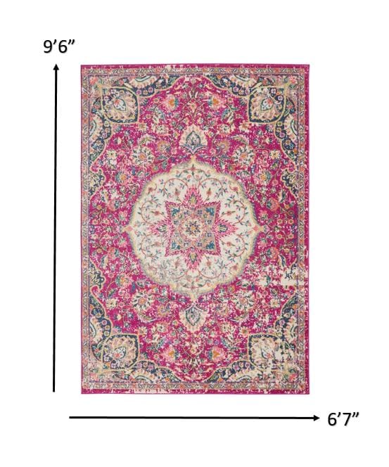 2’ X 3’ Pink And Ivory Medallion Scatter Rug