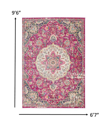 2’ X 3’ Pink And Ivory Medallion Scatter Rug