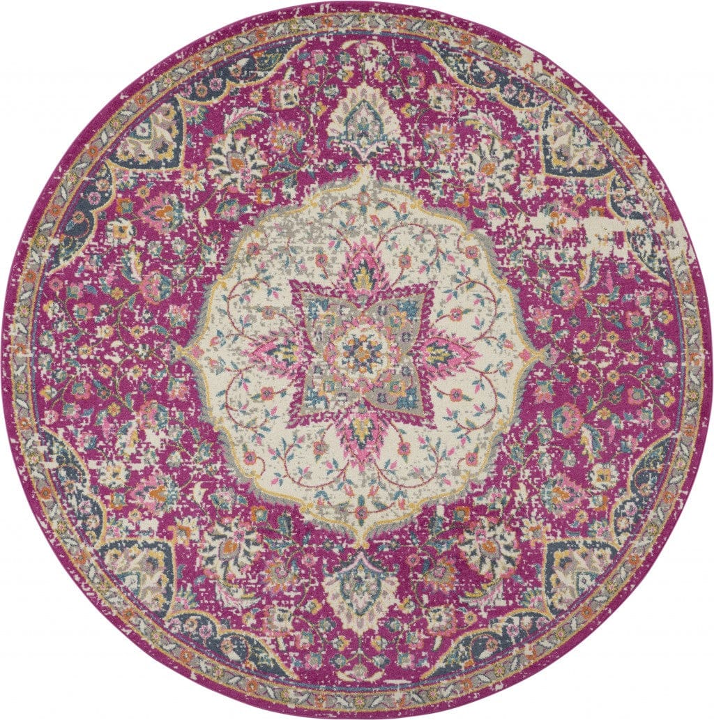 2’ X 3’ Pink And Ivory Medallion Scatter Rug
