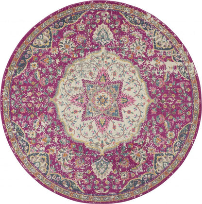 2’ X 3’ Pink And Ivory Medallion Scatter Rug