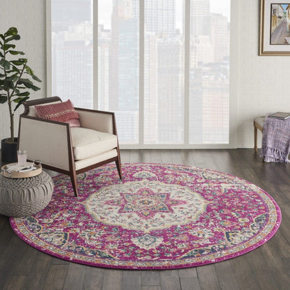 2’ X 3’ Pink And Ivory Medallion Scatter Rug