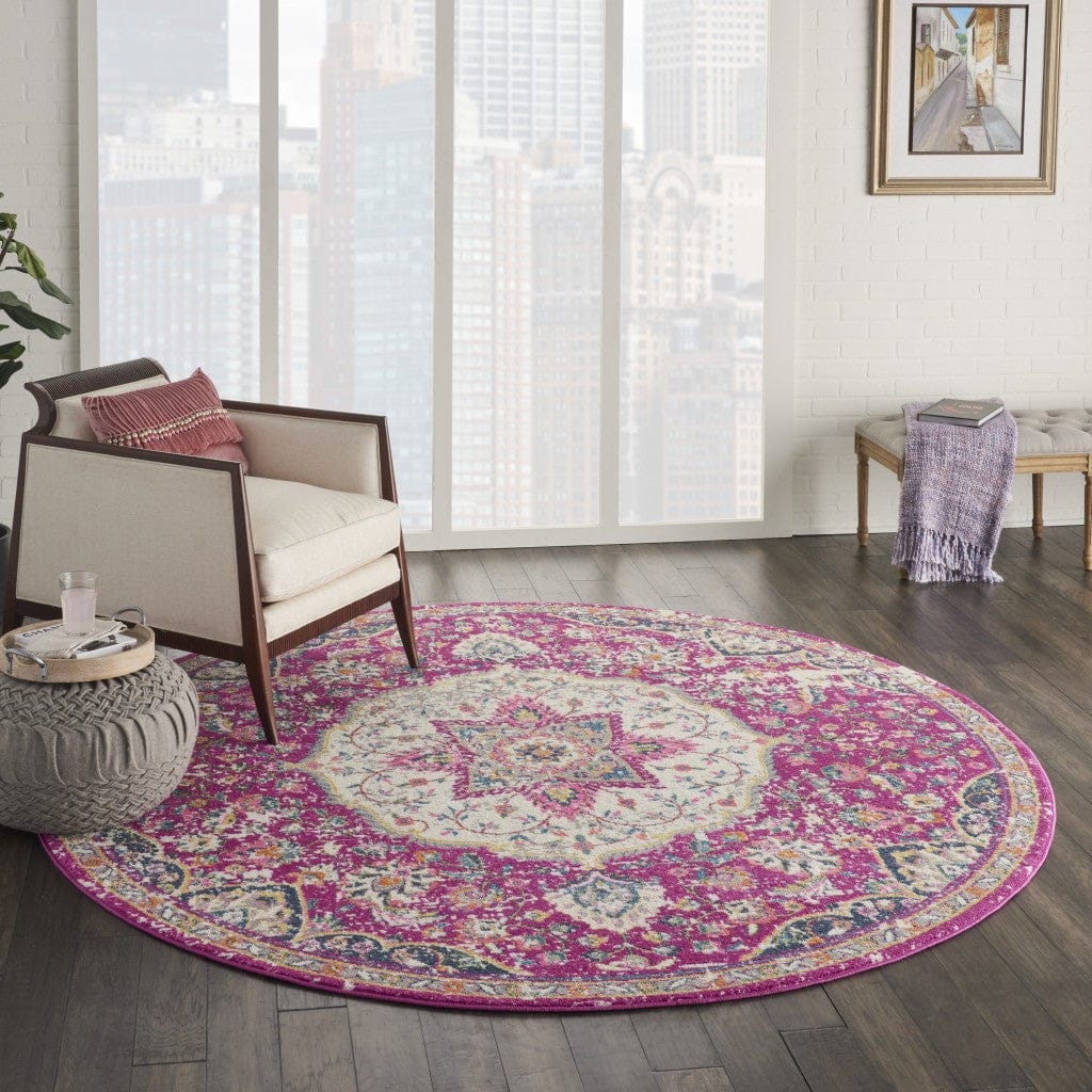 2’ X 3’ Pink And Ivory Medallion Scatter Rug