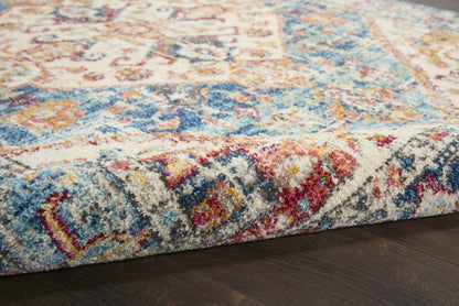 4’ X 6’ Ivory And Light Blue Distressed Area Rug