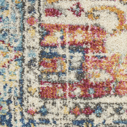 4’ X 6’ Ivory And Light Blue Distressed Area Rug