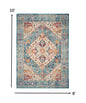4’ X 6’ Ivory And Light Blue Distressed Area Rug