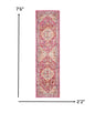 2’ X 8’ Ivory And Pink Oriental Runner Rug
