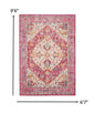 2’ X 8’ Ivory And Pink Oriental Runner Rug
