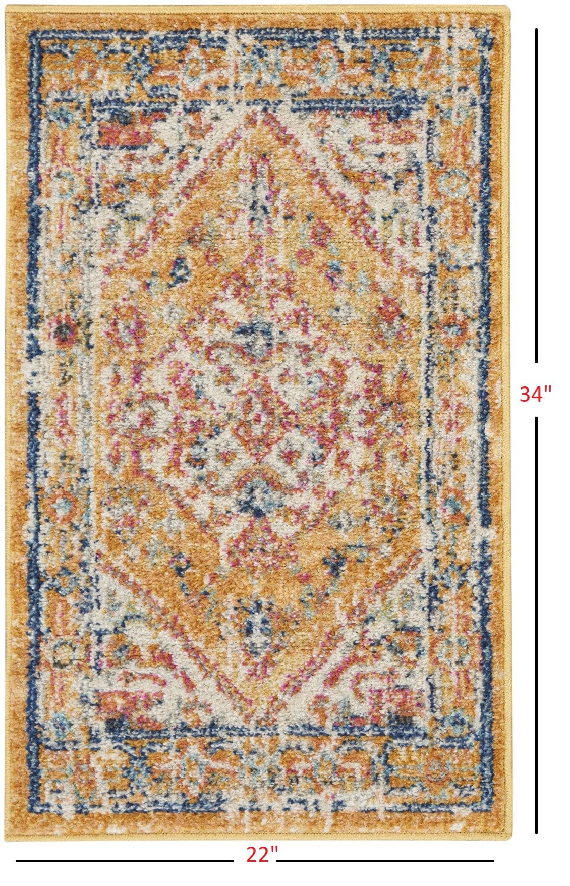 2’ X 3’ Ivory And Yellow Center Medallion Scatter Rug