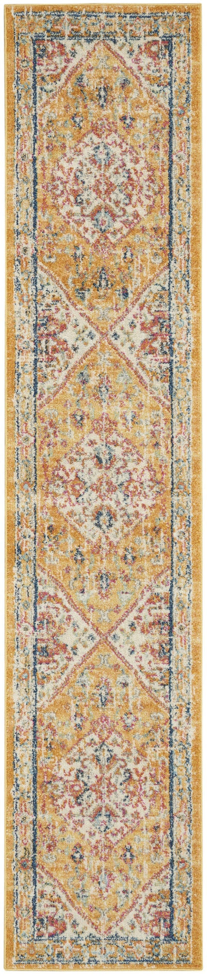 2’ X 3’ Ivory And Yellow Center Medallion Scatter Rug