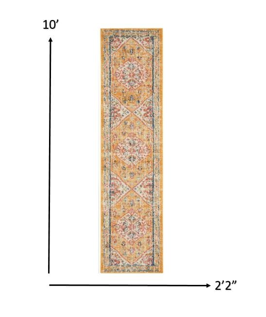 2’ X 3’ Ivory And Yellow Center Medallion Scatter Rug