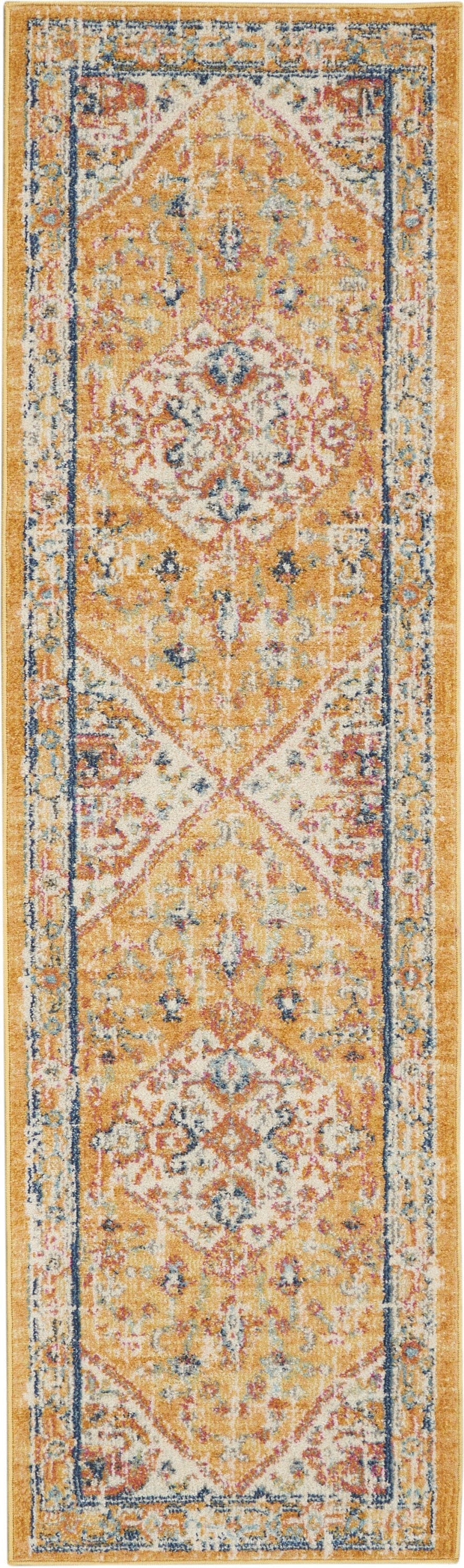2’ X 3’ Ivory And Yellow Center Medallion Scatter Rug