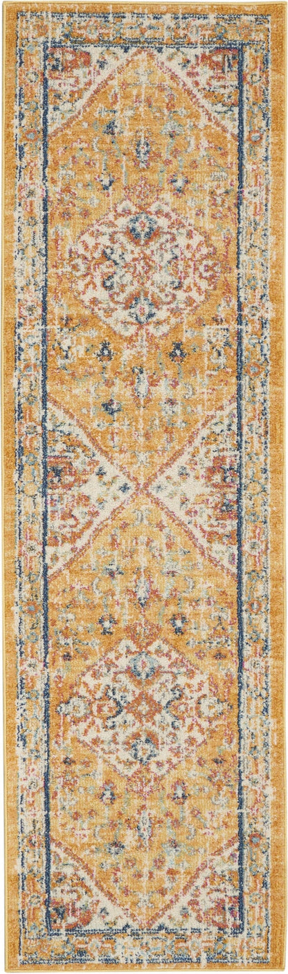 2’ X 3’ Ivory And Yellow Center Medallion Scatter Rug