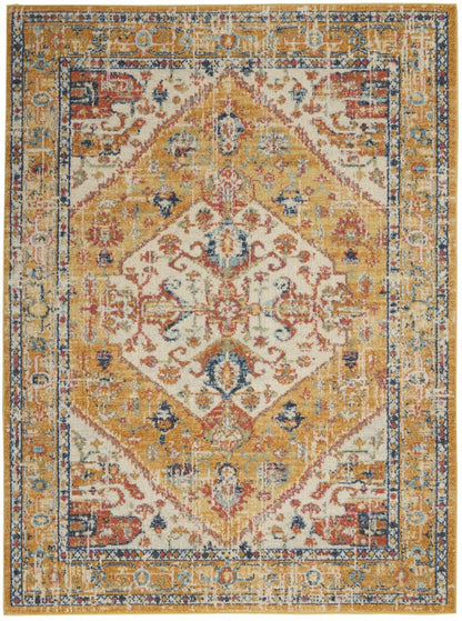 2’ X 3’ Ivory And Yellow Center Medallion Scatter Rug