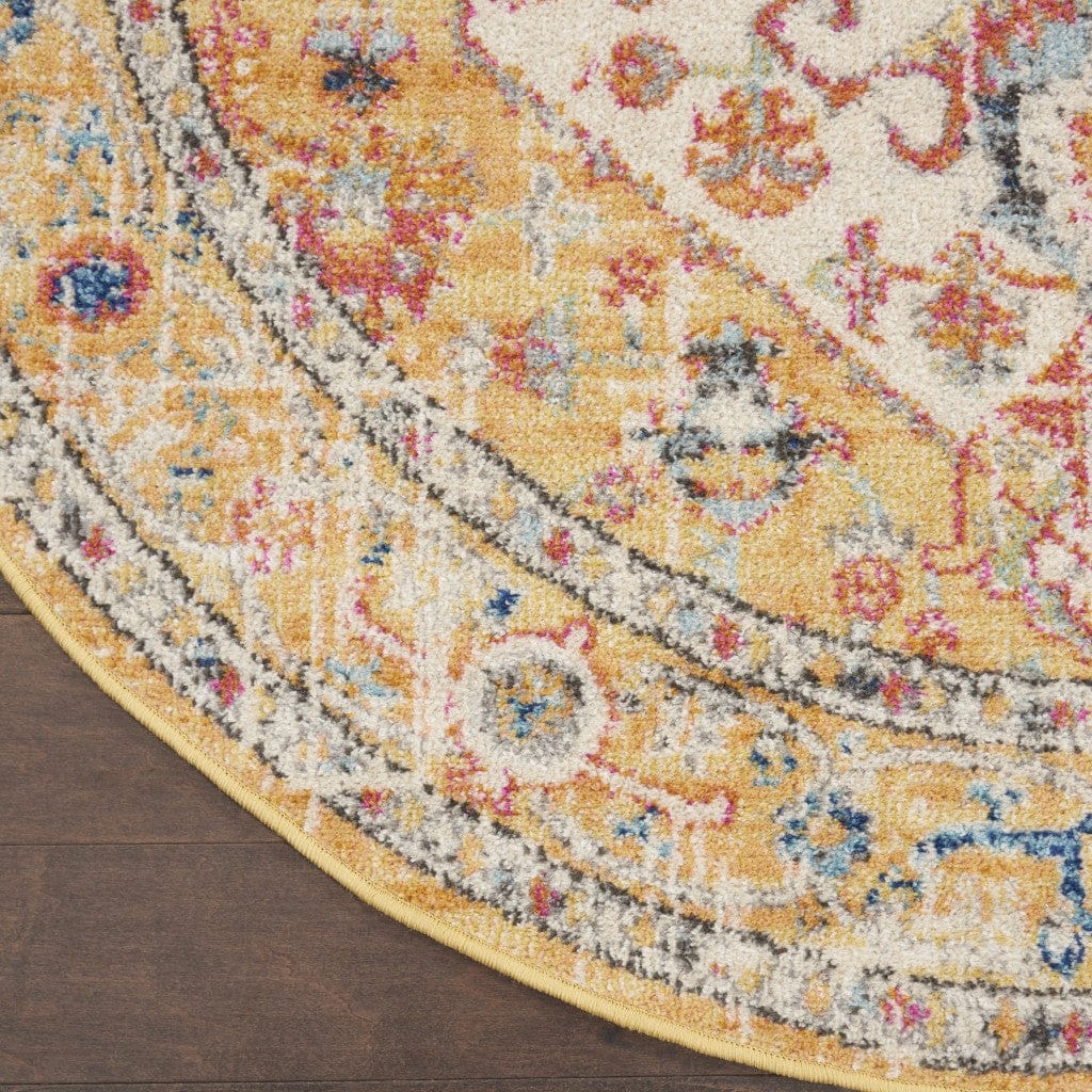 2’ X 3’ Ivory And Yellow Center Medallion Scatter Rug