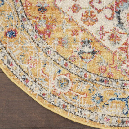 2’ X 3’ Ivory And Yellow Center Medallion Scatter Rug