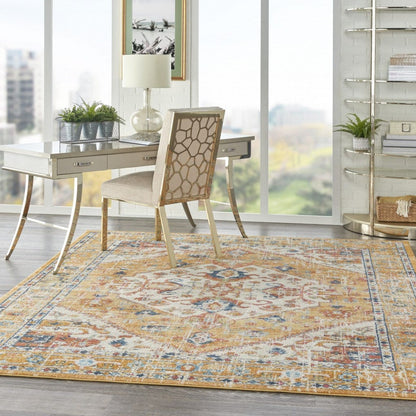 2’ X 3’ Ivory And Yellow Center Medallion Scatter Rug