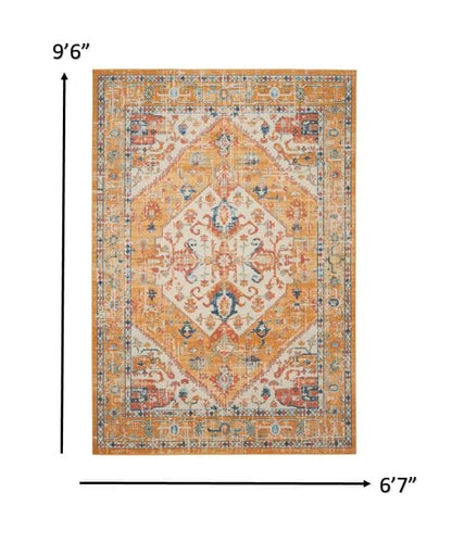 2’ X 3’ Ivory And Yellow Center Medallion Scatter Rug