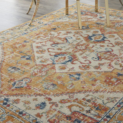 2’ X 3’ Ivory And Yellow Center Medallion Scatter Rug