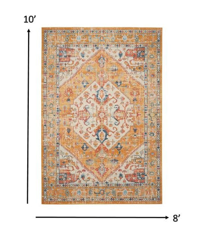 2’ X 3’ Ivory And Yellow Center Medallion Scatter Rug