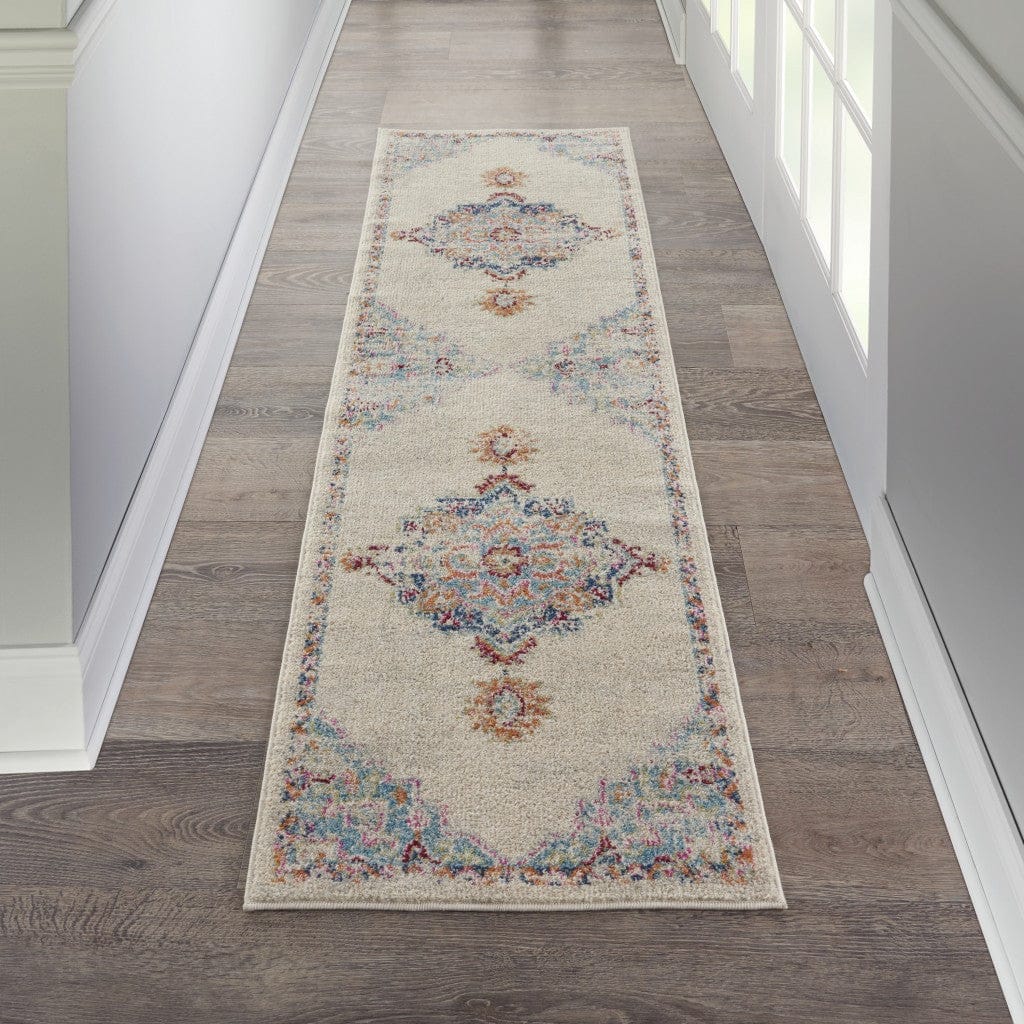 2’ X 3’ Gray Distressed Medallion Scatter Rug