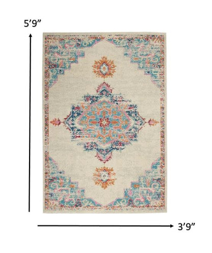 2’ X 3’ Gray Distressed Medallion Scatter Rug