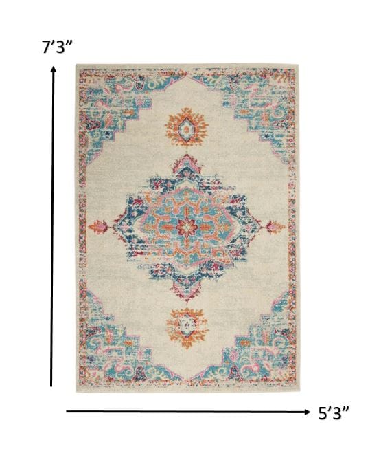 2’ X 3’ Gray Distressed Medallion Scatter Rug