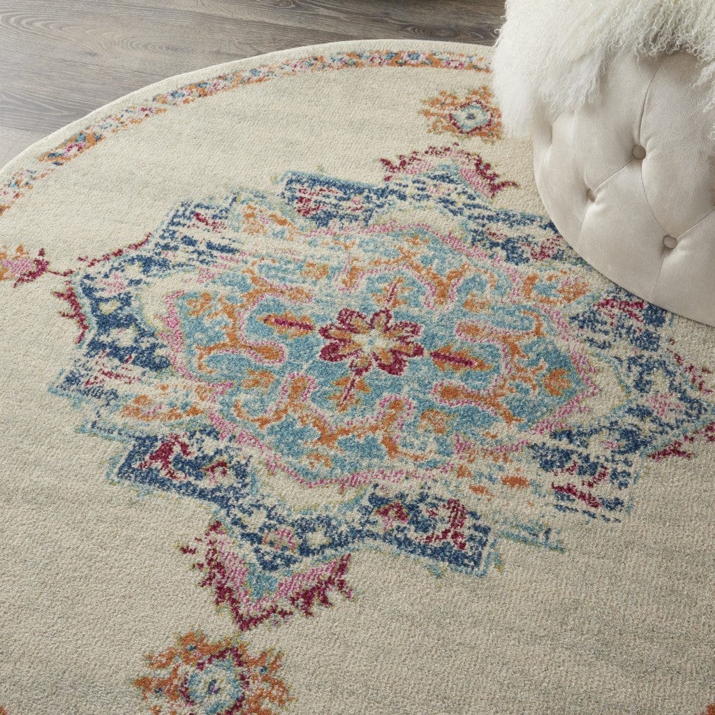 2’ X 3’ Gray Distressed Medallion Scatter Rug