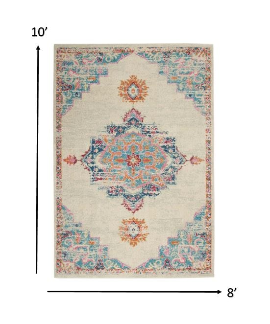 2’ X 3’ Gray Distressed Medallion Scatter Rug