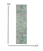 2’ X 6’ Light Blue And Ivory Distressed Runner Rug