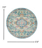 5’ Round Light Blue And Ivory Distressed Area Rug