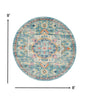 5’ Round Light Blue And Ivory Distressed Area Rug