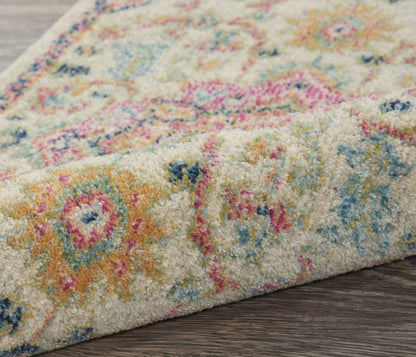 2’ X 3’ Ivory And Pink Medallion Scatter Rug