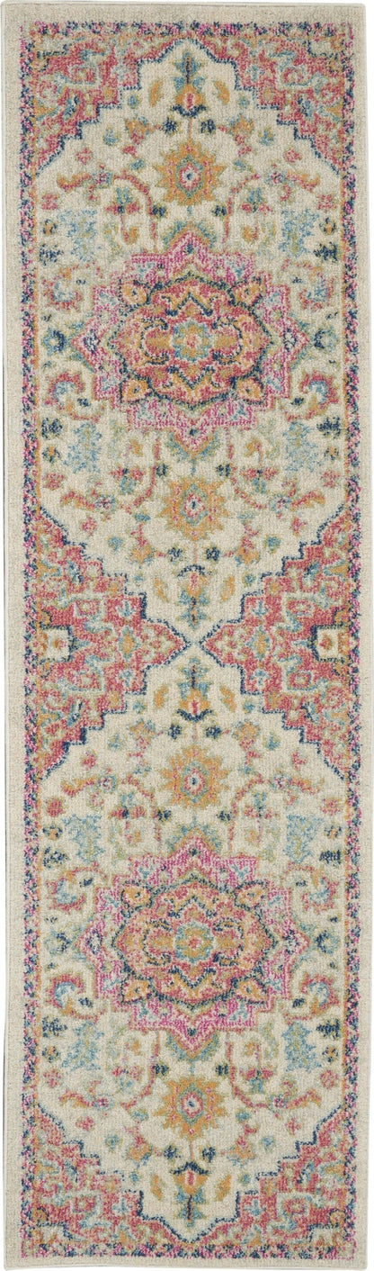2’ X 3’ Ivory And Pink Medallion Scatter Rug