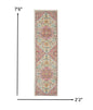 2’ X 8’ Ivory And Pink Medallion Scatter Rug