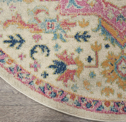 2’ X 3’ Ivory And Pink Medallion Scatter Rug