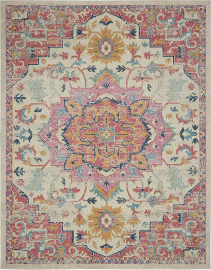 2’ X 3’ Ivory And Pink Medallion Scatter Rug