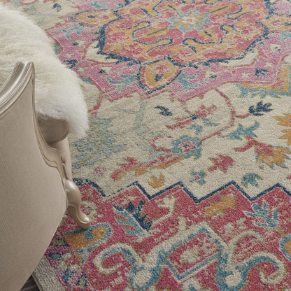 2’ X 3’ Ivory And Pink Medallion Scatter Rug
