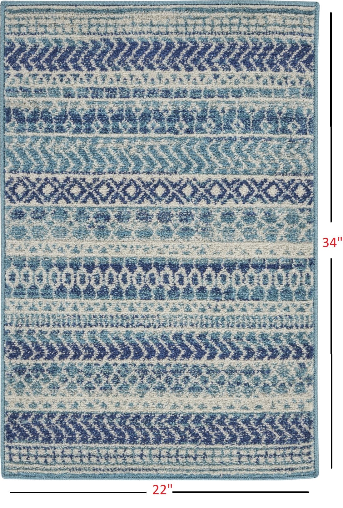 2’ X 3’ Navy Blue Ornate Stripes Scatter Rug