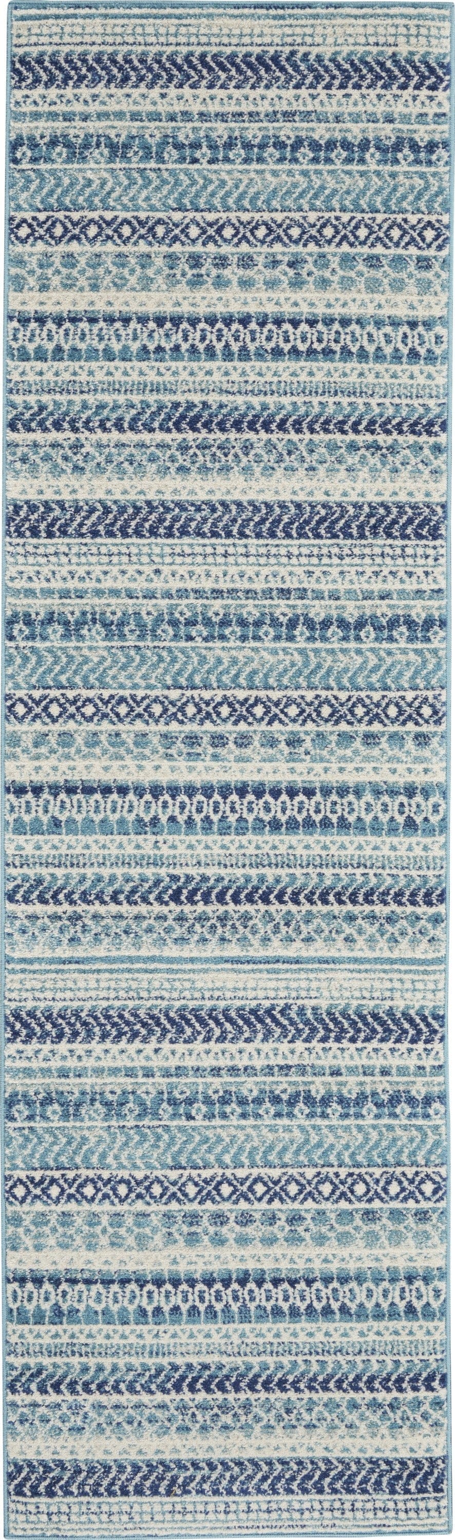 2’ X 3’ Navy Blue Ornate Stripes Scatter Rug